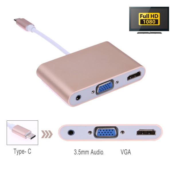 Преходник USB type C към HDMI VGI и 3.5mm аудио жак CA76