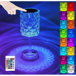 LED RGB сензорна настолна кристална лампа с функция за 16 цвята и дистанционно управление TV1297