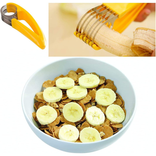 Функционална стоманена резачка за банани, резачка за плодове с ергономична дръжка SD289 4