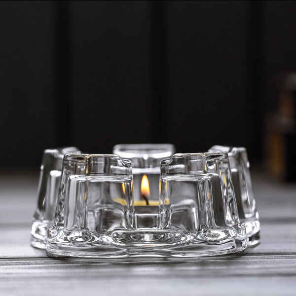 Стилен свещник от огнеопорно стъкло с форми сърца SD304