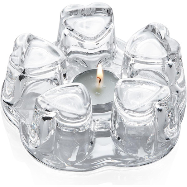 Стилен свещник от огнеопорно стъкло с форми сърца SD304 4