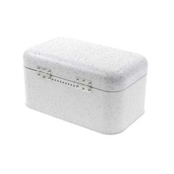 Метална кутия за хляб, инокс с бяло мраморно покритие