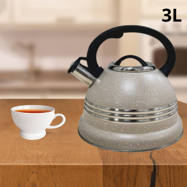 Луксозен чайник от неръждаема стомана и мраморно покритие, 3L