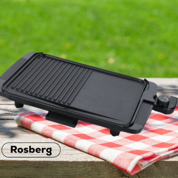 Бездимна електрическа скара Rosberg R51015I, 1500W, 36x26см. плоча с 2 зони на печене, Незалепващо покритие 4