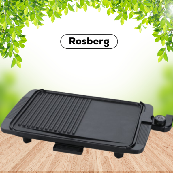 Бездимна електрическа скара Rosberg R51015I, 1500W, 36x26см. плоча с 2 зони на печене, Незалепващо покритие 5