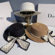Елегнтна дамска сламена шапка в стилен дизайн с перли и пандела на точки ILF-13263 1