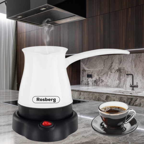 Джезве електрическо Rosberg R51165BS, 600W, 500 ml, Безжична употреба