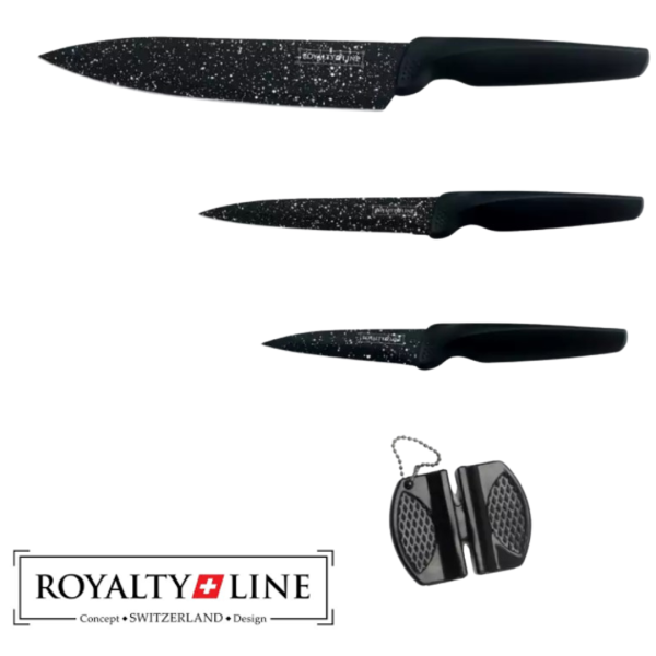 Комплект 3 бр. ножове Royalty Line RL-MB3B  с точило, високо качество