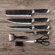 Комплект ножове 6 части HausRoland H-007,Нераждаема стомана,оребрени остриета,незалепващо покритие,Черен SD353 1