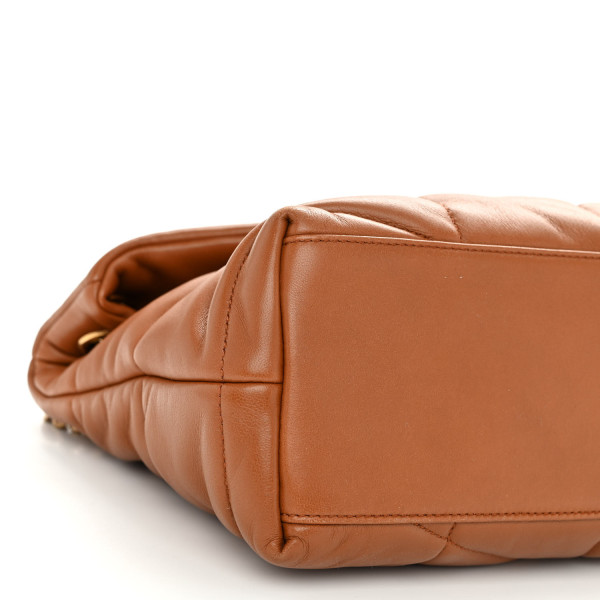 Компактна ватирана кафява чанта от еко кожа с презрамка за рамо тип синджир ILB-13225 5