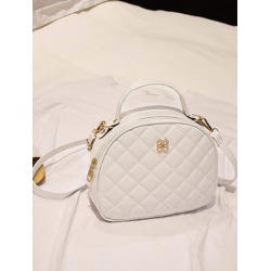Дамска капитонирана стилна чанта в бяло ILB-13228