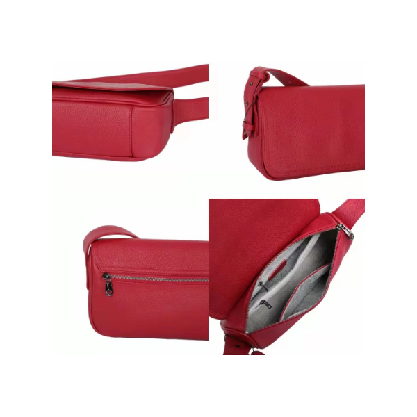 Елегнтна червена дамска чанта в изчистен дизайн в класическо червено ILB-13231 4