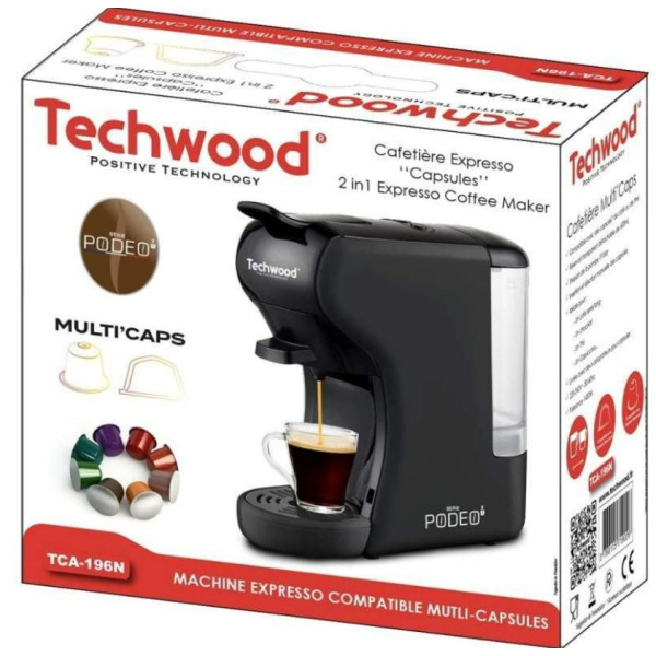 Кафемашина 2в1Techwood TCA-196N + Приставка за мляно кафе