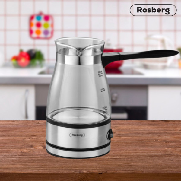 Джезве електрическо Rosberg R51165C, 600W, 500мл., Стъклено, 2 ГОДИНИ ГАРАНЦИЯ 2