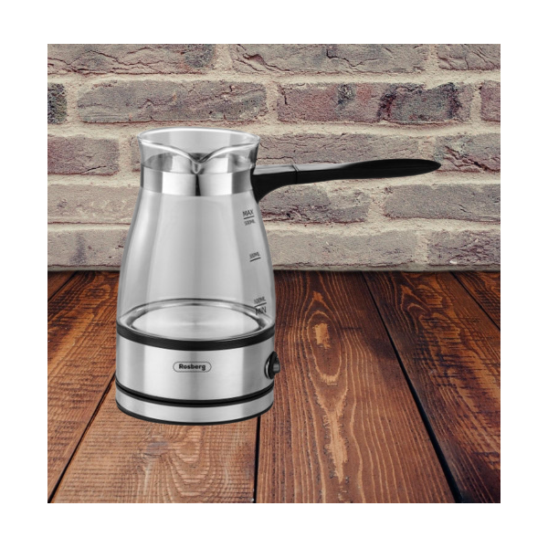 Джезве електрическо Rosberg R51165C, 600W, 500мл., Стъклено, 2 ГОДИНИ ГАРАНЦИЯ 5