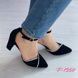 Дизайнерски черни дамски затворени сандали с ток за очарователен стил F-1350