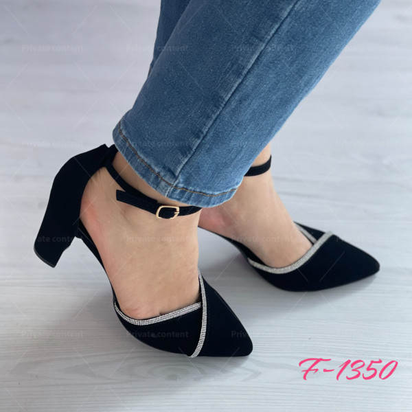 Дизайнерски черни дамски затворени сандали с ток за очарователен стил F-1350