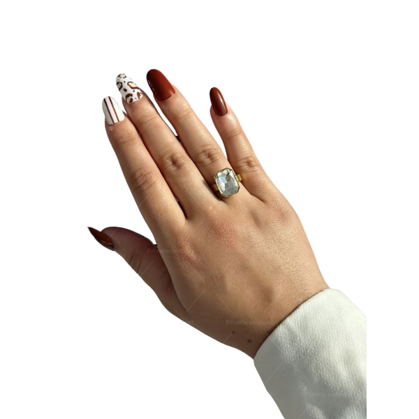 Дамски пръстен от медицинска стомана с голям камък за изискан шик 1