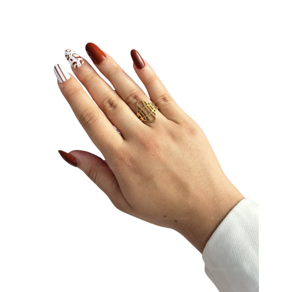 Дамски пръстен от неръждаема стомана със златисто покритие и красива текстура 1