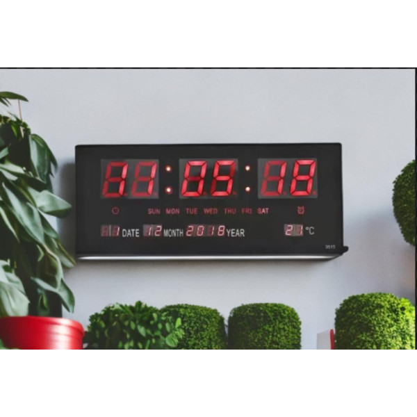 Цифров стенен LED часовник с показване на календар и температура 2