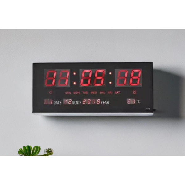 Цифров стенен LED часовник с показване на календар и температура 5