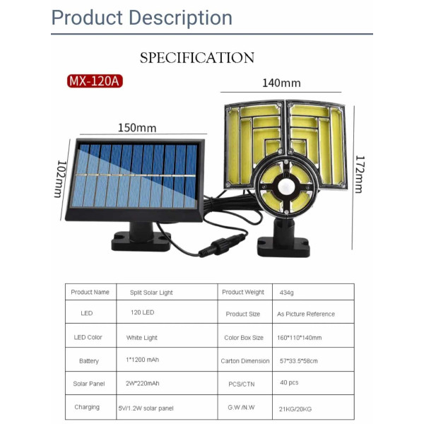 Соларна индукционна улична лампа,външен сензор за слънчево движение с дистанционно управление H LED86