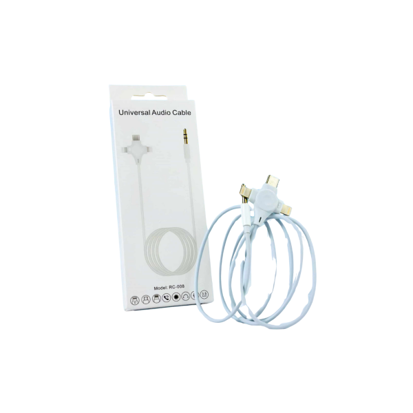 Универсален аудио кабел 3,5 mm към 2 Lightning+Type-C,Bluetooth връзка,AUX RC-008 4