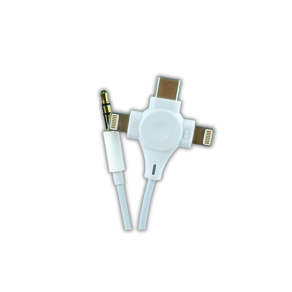 Универсален аудио кабел 3,5 mm към 2 Lightning+Type-C,Bluetooth връзка,AUX RC-008
