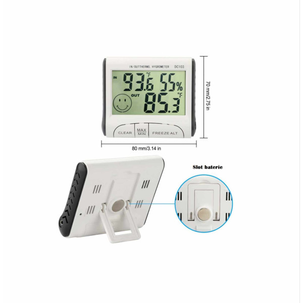 Дигитален вътрешен и външен термометър и влагомер 7
