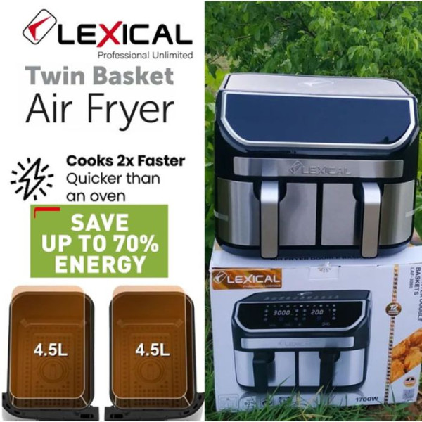 Двоен фритюрник с горещ въздух с тъч скрийн Lexical Airfryer LAF-3080