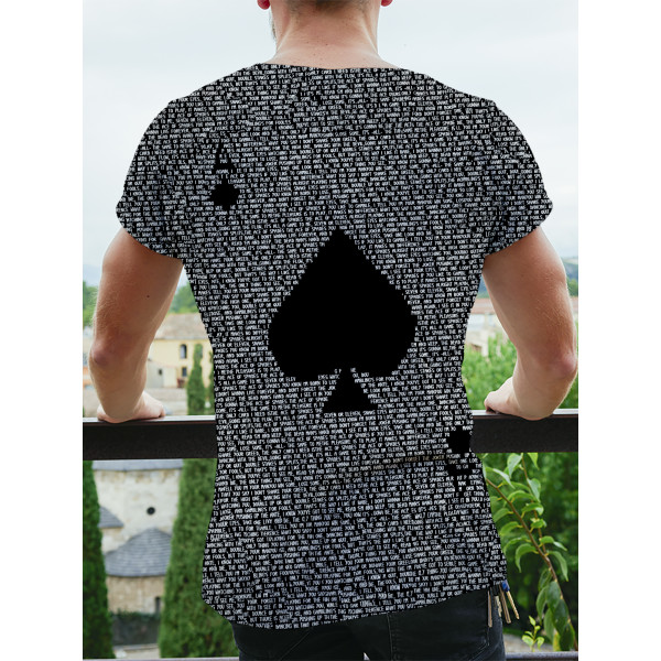 Мъжка тениска с къс ръкав, геометричен 3D принт с дизайн на Асо Пика