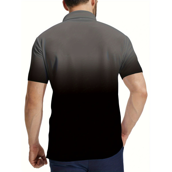Мъжка тениска за с градиентен цвят, голям размер,за лятото,стилен стил,къс ръкав