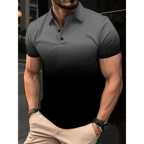 Мъжка тениска за с градиентен цвят, голям размер,за лятото,стилен стил,къс ръкав 4