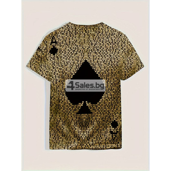Мъжка тениска с къс ръкав, геометричен 3D принт с дизайн на Асо Пика