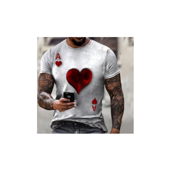 Мъжка тениска с къс ръкав, геометричен 3D принт с дизайн на Асо Пика 13