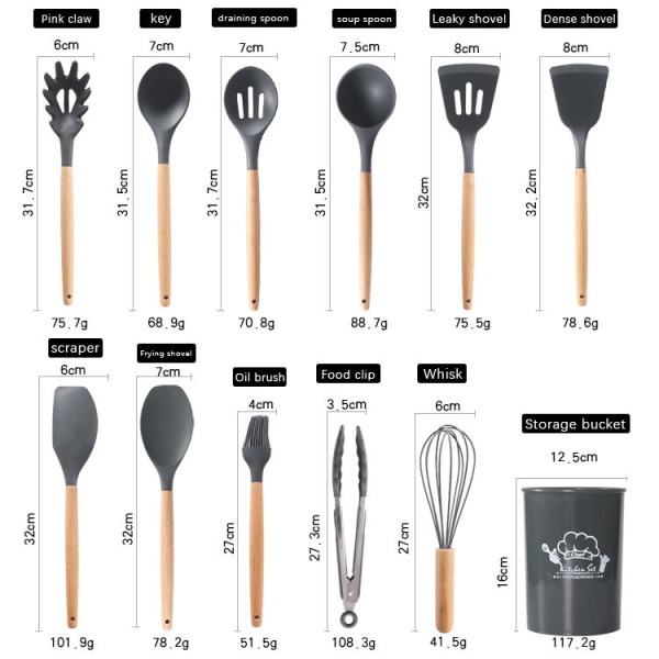 Комплект кухненски прибори от 12 бр. с дървена дръжка А-2-315,А-2-316 6