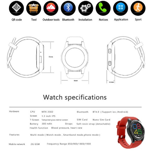 Смарт часовник Original NO1 G8 с Bluetooth 4.0 измерване на сърдечния ритъм SMW21