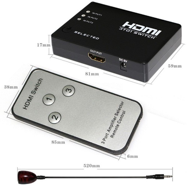 HDMI сплитер 3 в 1 с автоматично превключване и дистанционно управление CA56 3
