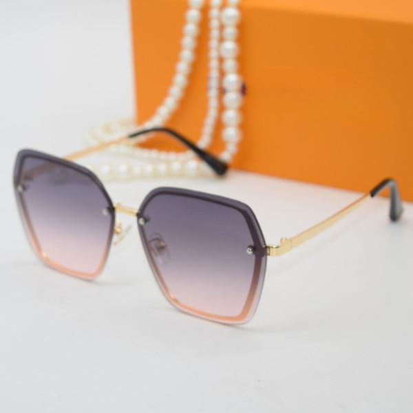 Дамски полигонални слънчеви очила без рамки с изглед с кристални гранули YJZ53