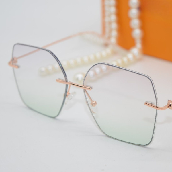 Дамски полигонални слънчеви очила без рамки с изглед с кристални гранули YJZ46