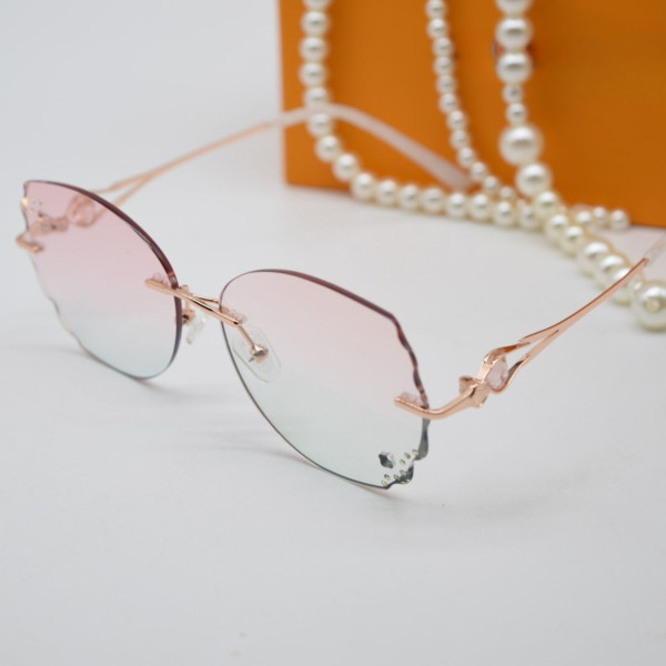 Дамски полигонални слънчеви очила без рамки с изглед с кристални гранули YJZ42 3