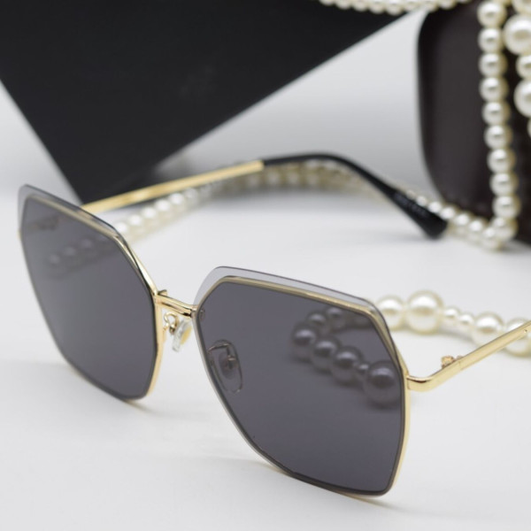 Дамски полигонални слънчеви очила без рамки с изглед с кристални гранули YJZ36