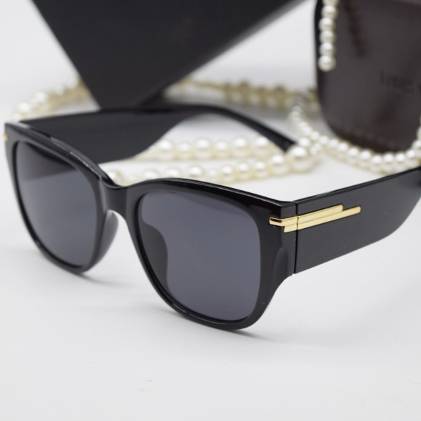Дамски слънчеви очила с големи рамки  с две златни линии отстрани YJZ35 3