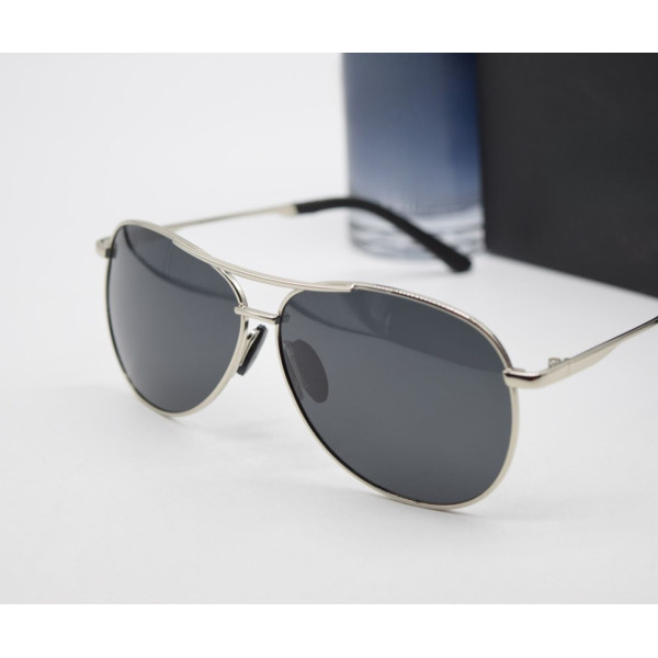 Мъжки слънчеви очила с големи стъкла и тънки стоманени сребърни страни YJZ30 3