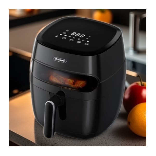 Фритюрник AirFryer Rosberg R51980CA,1350W,5.2 л.,LED дисплей,Горещ въздух,Таймер,до 200°C