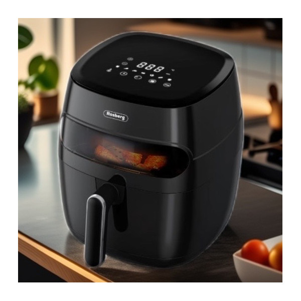 Фритюрник AirFryer Rosberg R51980CA,1350W,5.2 л.,LED дисплей,Горещ въздух,Таймер,до 200°C