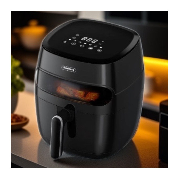 Фритюрник AirFryer Rosberg R51980CA,1350W,5.2 л.,LED дисплей,Горещ въздух,Таймер,до 200°C