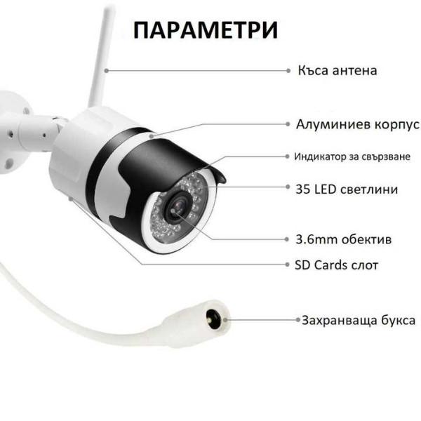 Панорамна безжична Wifi kамера за външно наблюдение,1Tech IP Kapp,HD 1080P Android,IOS