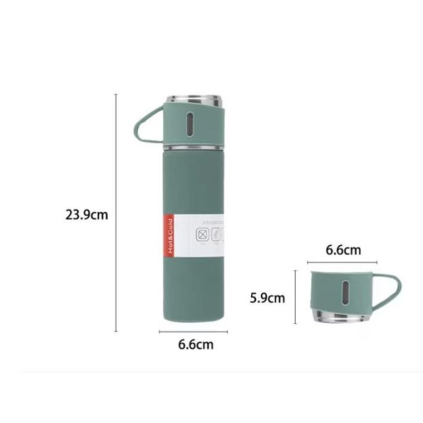 Подаръчен комплект термос с 3 чаши в различни цветове 8