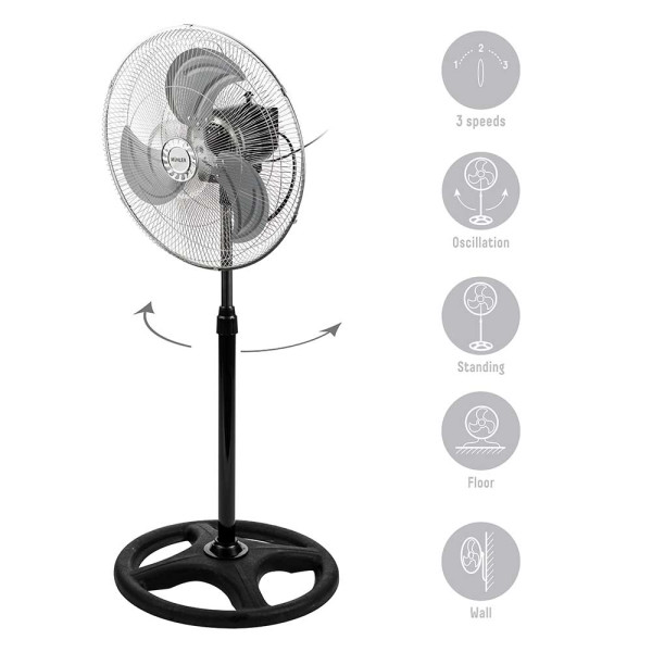 Вентилатор на стойка 18''Muhler FM-8138D 3в1, 70W, индустриален, на стойка, стена, под 1